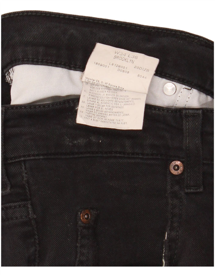 Lee Mens Brooklyn Straight Jeans W34 L30 Black Cotton