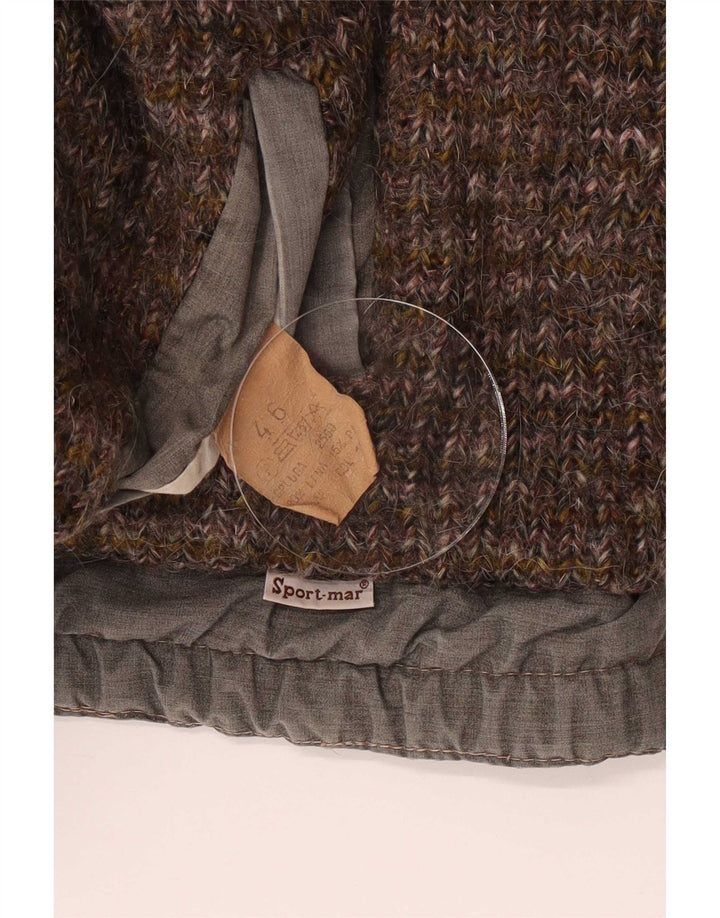 Vintage Mens Knit Reversible Bomber Jacket IT 46 Small Brown Wool