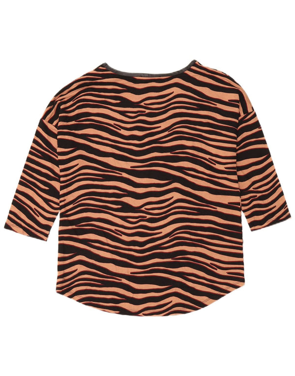 Oasis Womens Oversized Top 3/4 Sleeve UK 10 Small Brown Animal Print