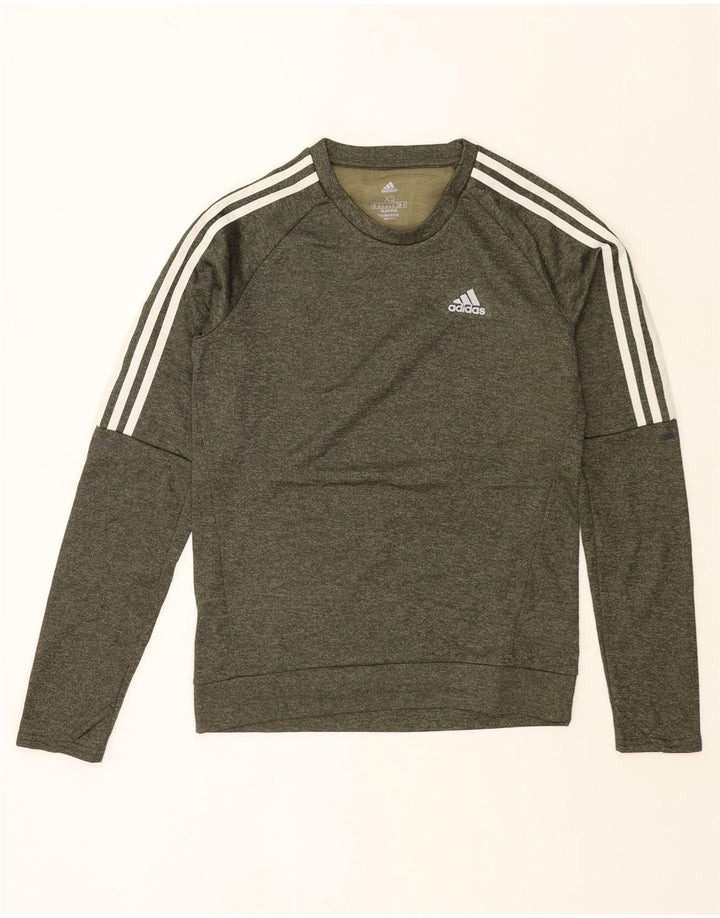 Adidas Mens Climawarm Sweatshirt Jumper XS Khaki Flecked Polyester