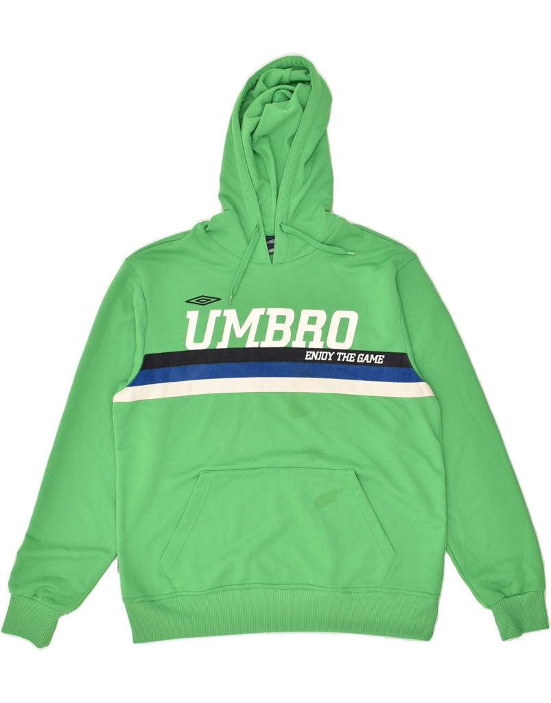 UMBRO Mens Graphic Hoodie Jumper Large Green Cotton | Vintage Umbro | Thrift | Second-Hand Umbro | Used Clothing | Messina Hembry 