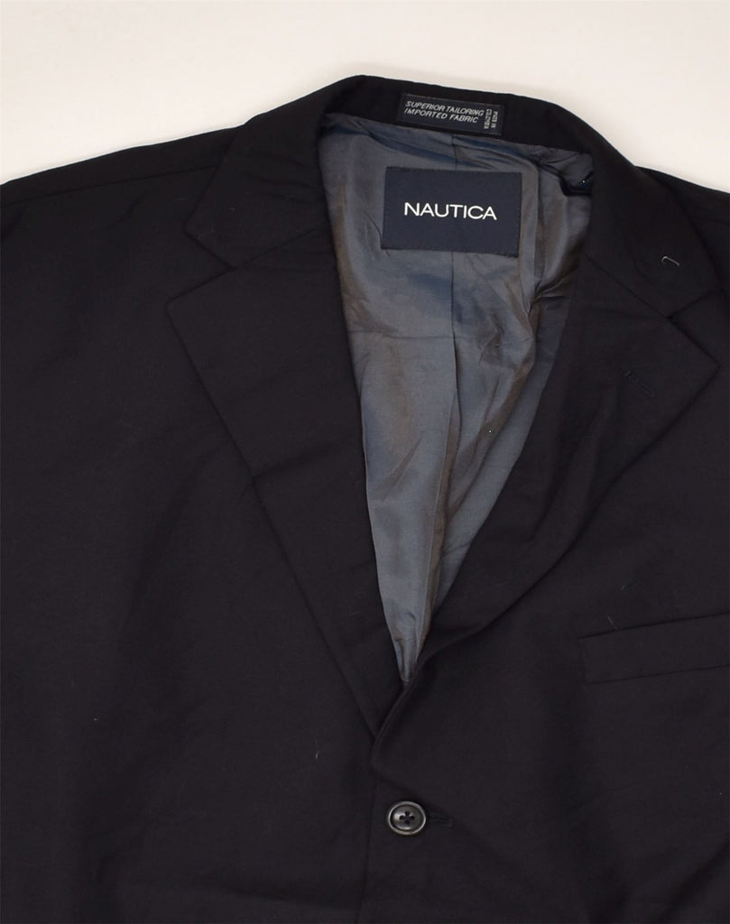 NAUTICA Mens 3 Button Blazer Jacket UK 44 2XL Navy Blue Wool | Vintage Nautica | Thrift | Second-Hand Nautica | Used Clothing | Messina Hembry 