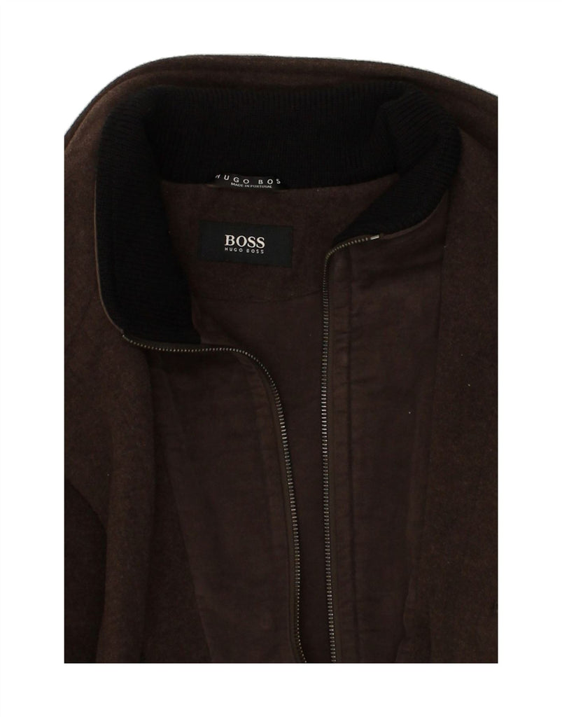 HUGO BOSS Mens Overcoat UK 46 3XL Brown Wool | Vintage Hugo Boss | Thrift | Second-Hand Hugo Boss | Used Clothing | Messina Hembry 