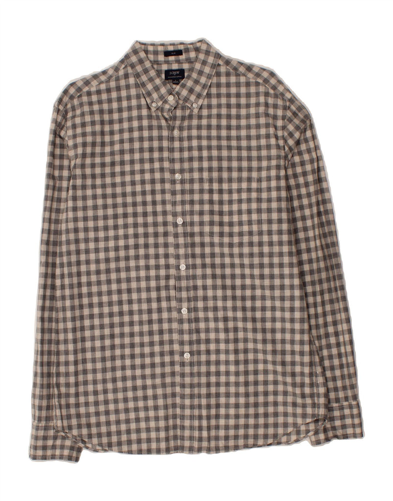 J. CREW Mens Slim Shirt Large Grey Gingham Cotton Vintage J. Crew and Second-Hand J. Crew from Messina Hembry 