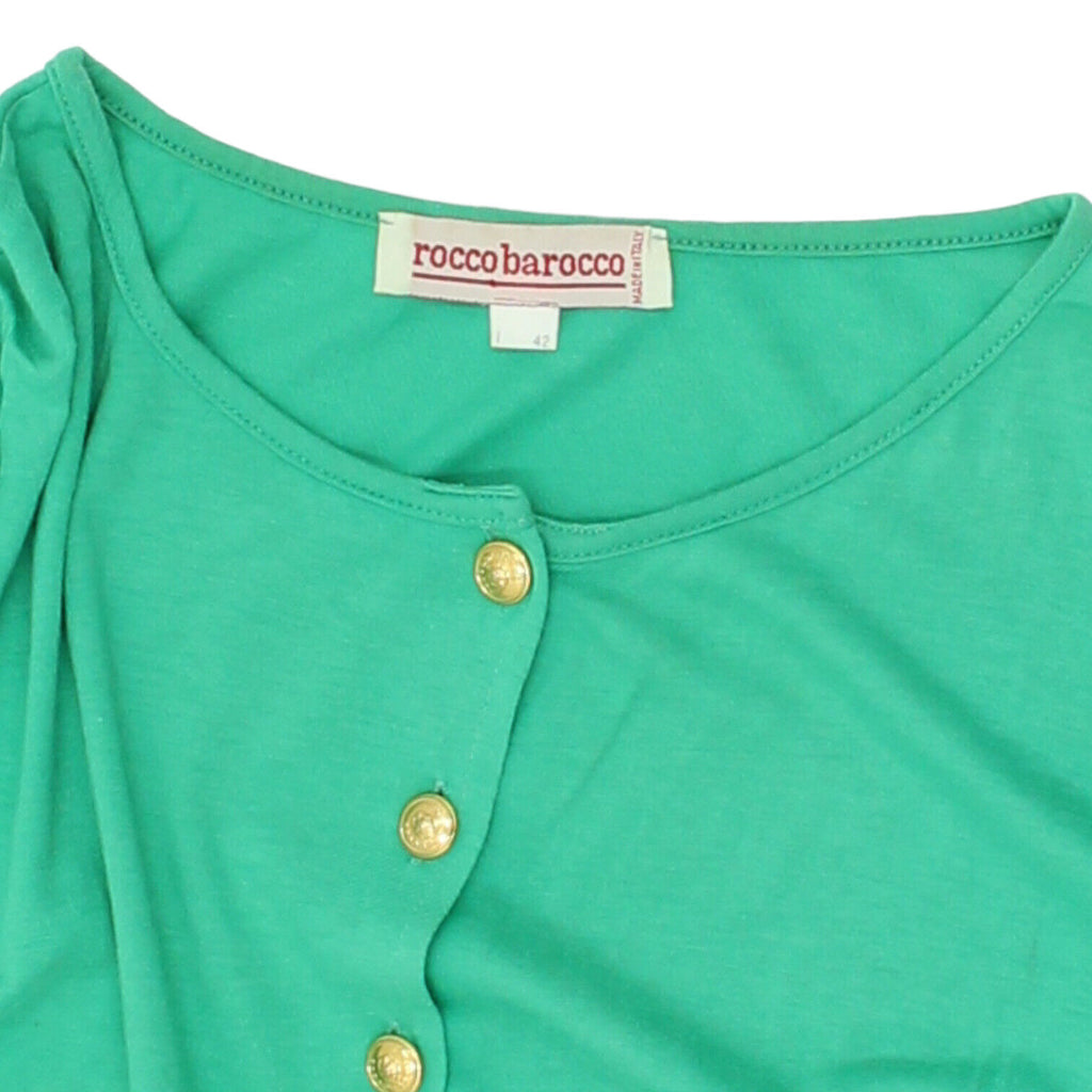 Roccobarocco Womens Green Short Sleeve Button Up Blouse Top | Vintage Designer | Vintage Messina Hembry | Thrift | Second-Hand Messina Hembry | Used Clothing | Messina Hembry 