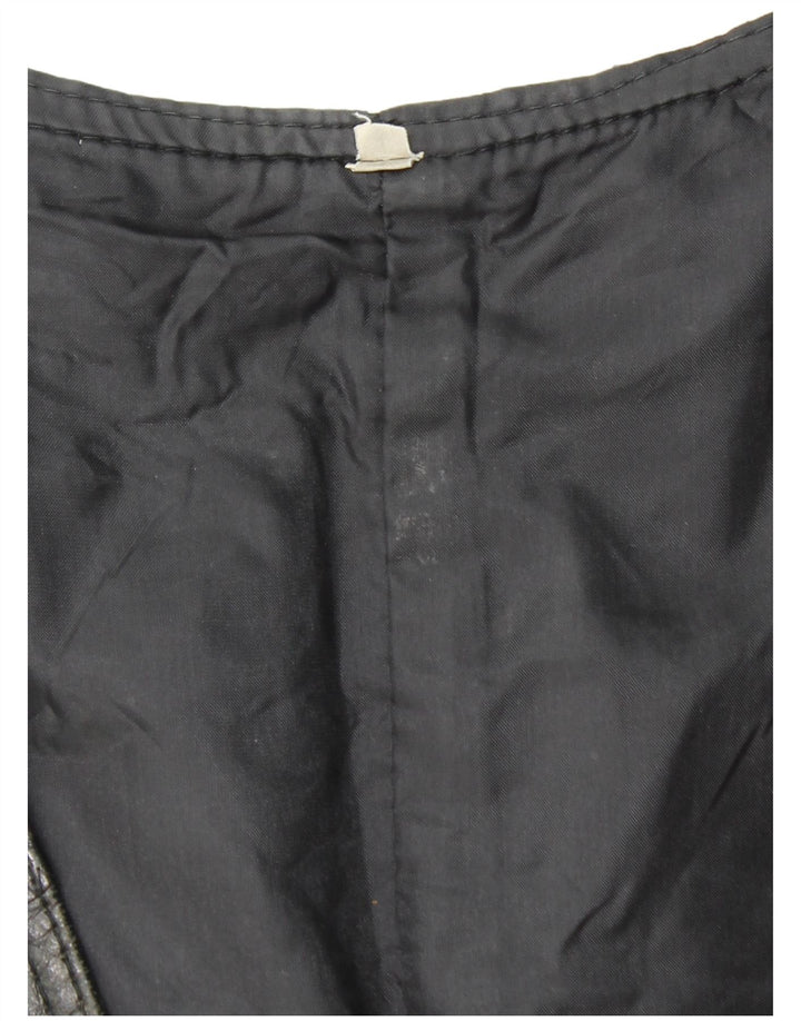 VINTAGE Mens Leather Waistcoat Medium Black Patchwork