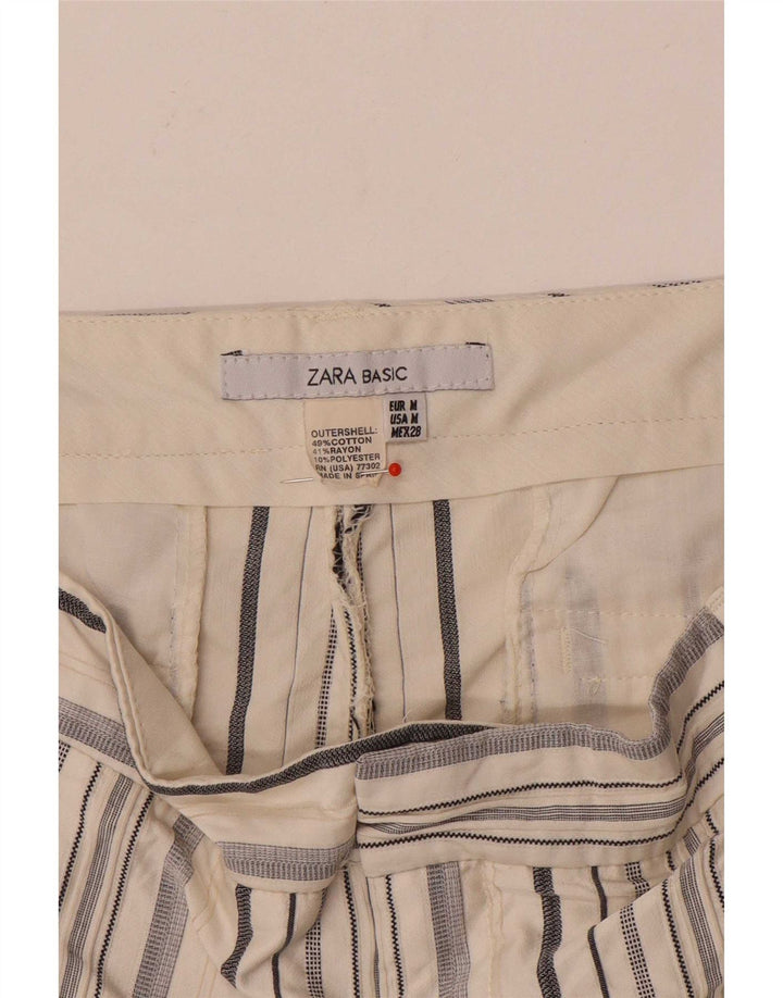 Zara Womens Chino Shorts Medium W28 White Striped Cotton