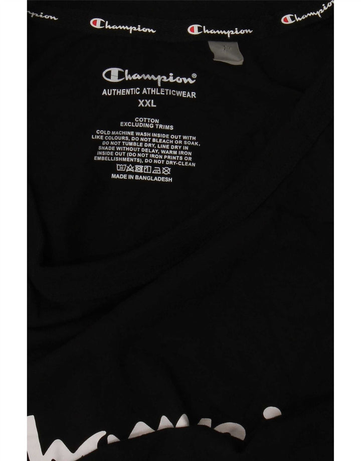 Champion Mens Graphic T-Shirt Top 2XL Black Cotton