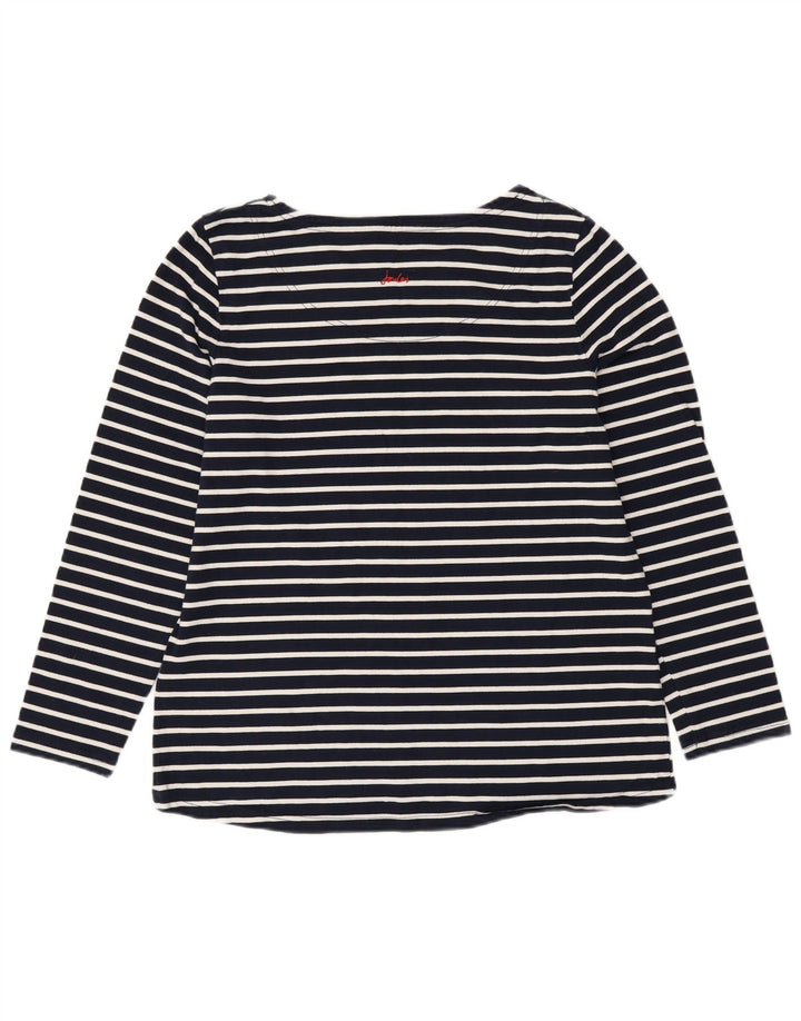 JOULES Womens Graphic Top Long Sleeve UK 16 Large Navy Blue Striped Cotton