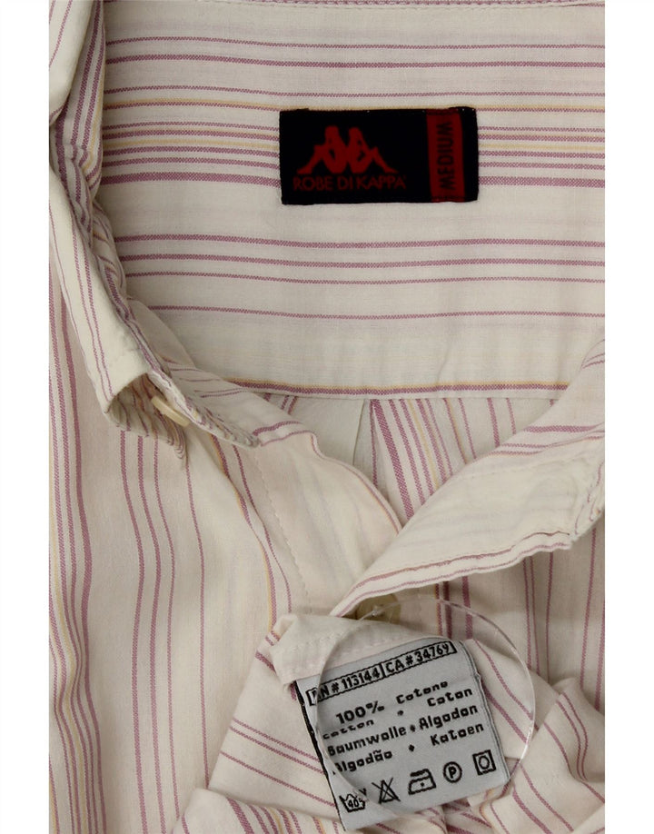 KAPPA Mens Short Sleeve Shirt Medium White Striped Cotton