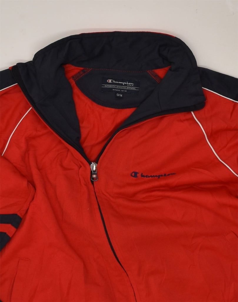 CHAMPION Boys Tracksuit Top Jacket 13-14 Years Red Polyester | Vintage Champion | Thrift | Second-Hand Champion | Used Clothing | Messina Hembry 