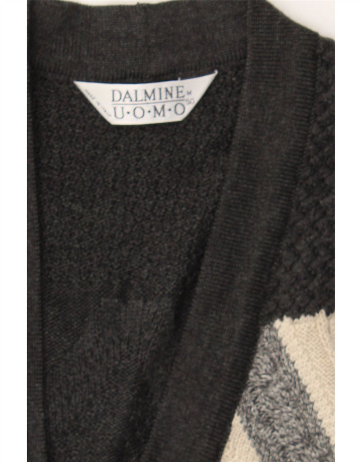DALMINE Mens Cardigan Sweater IT 50 Medium Grey Colourblock Wool Vintage DALMINE and Second-Hand DALMINE from Messina Hembry 