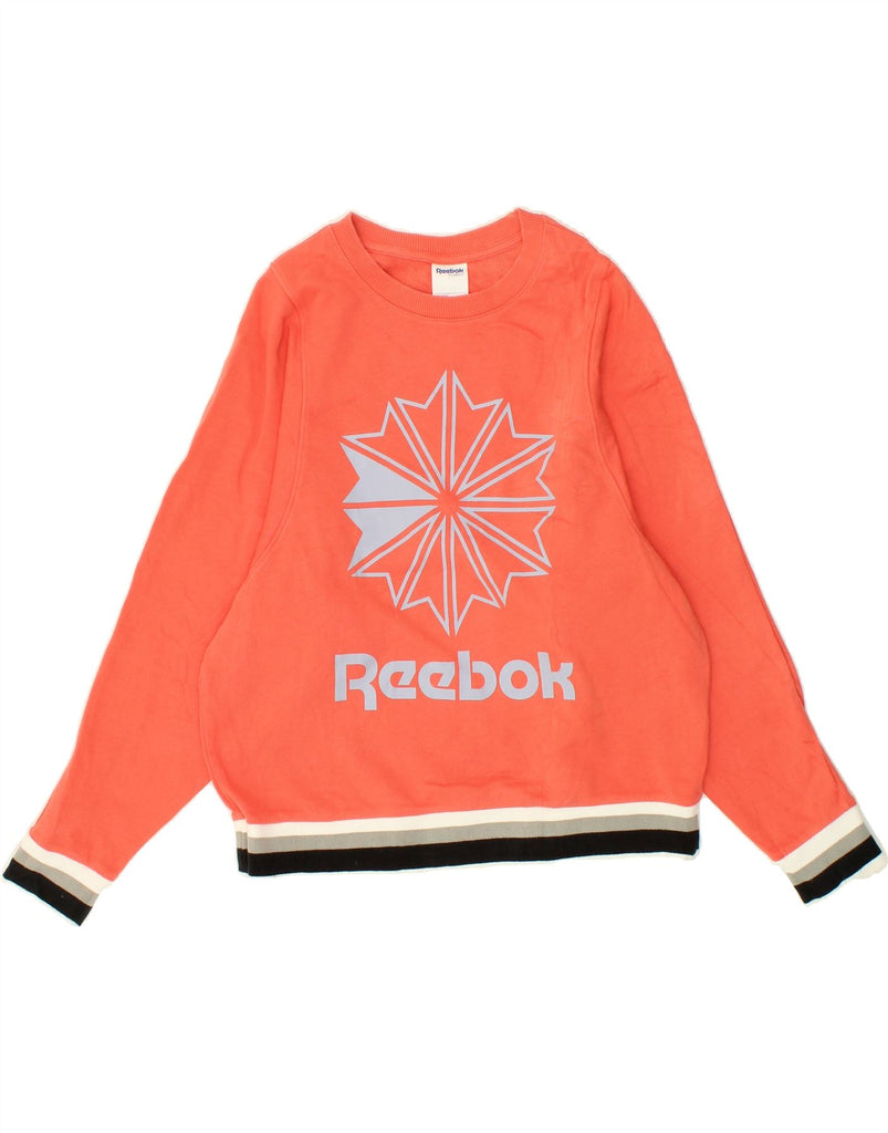 REEBOK Womens Classic Graphic Sweatshirt Jumper UK 12/14 Medium Orange | Vintage Reebok | Thrift | Second-Hand Reebok | Used Clothing | Messina Hembry 