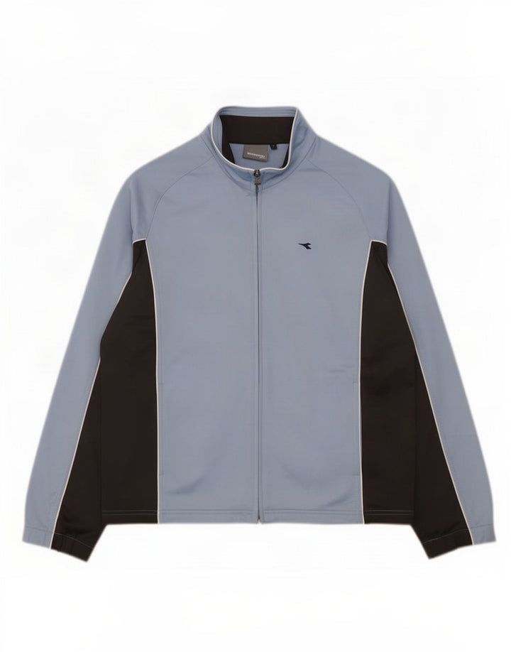 Diadora Womens Tracksuit Top Jacket UK 16 Large Blue Colourblock Polyester