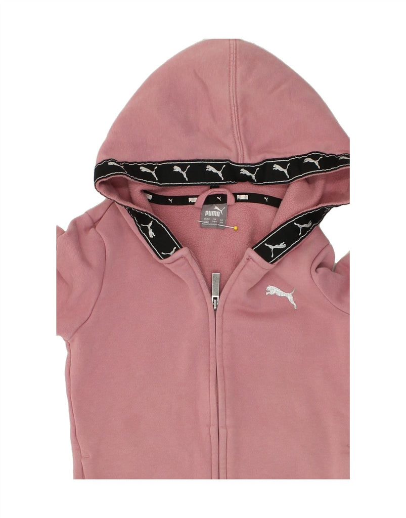 PUMA Girls Zip Hoodie Sweater 7-8 Years Pink Colourblock | Vintage Puma | Thrift | Second-Hand Puma | Used Clothing | Messina Hembry 