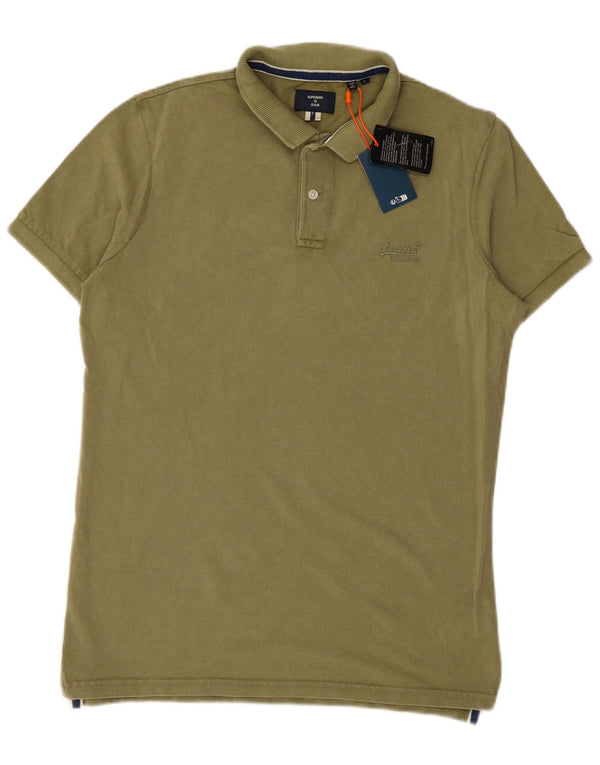SUPERDRY Mens Polo Shirt Large Green Cotton