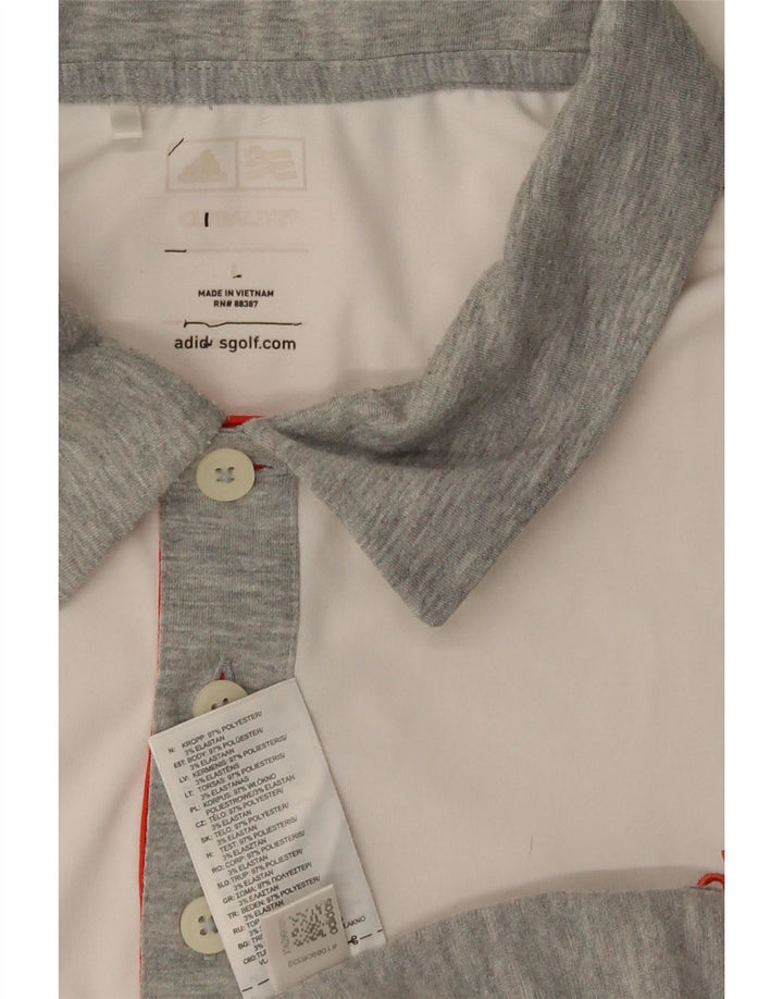 Adidas Mens Climalite Polo Shirt Large Grey Colourblock Polyester