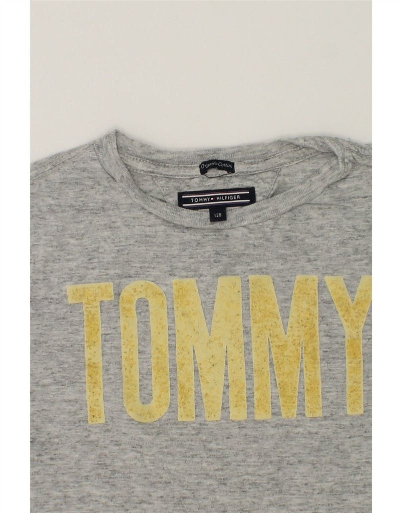 TOMMY HILFIGER Girls Graphic T-Shirt Top 7-8 Years Grey Cotton | Vintage Tommy Hilfiger | Thrift | Second-Hand Tommy Hilfiger | Used Clothing | Messina Hembry 