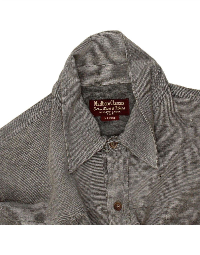 MARLBORO CLASSICS Mens Short Sleeve Shirt XL Grey Cotton Vintage Marlboro Classics and Second-Hand Marlboro Classics from Messina Hembry 