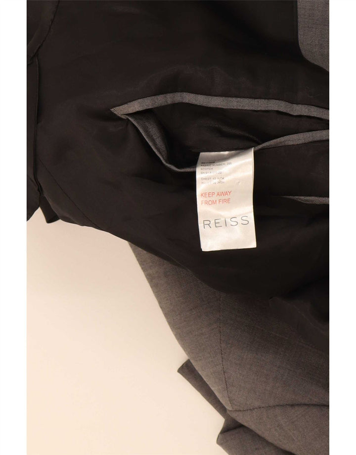 Reiss Mens 1 Button Blazer Jacket UK 42 XL Grey Wool