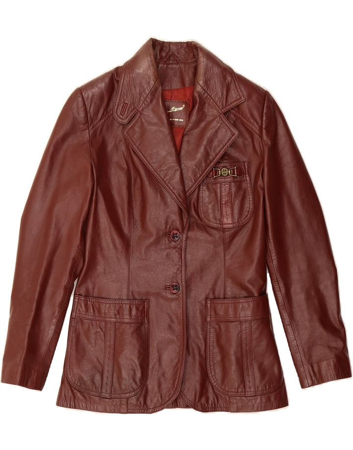 ETIENNE AIGNER Womens Leather Jacket UK 10 Small Burgundy Leather Vintage Etienne Aigner and Second-Hand Etienne Aigner from Messina Hembry 