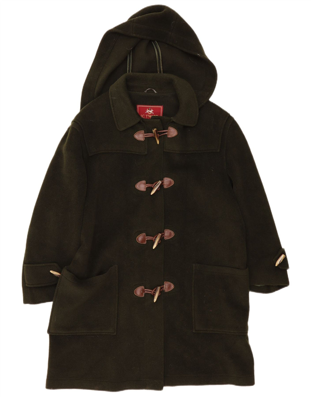 Vintage Womens Hooded Oversized Duffle Coat UK 18 XL Khaki