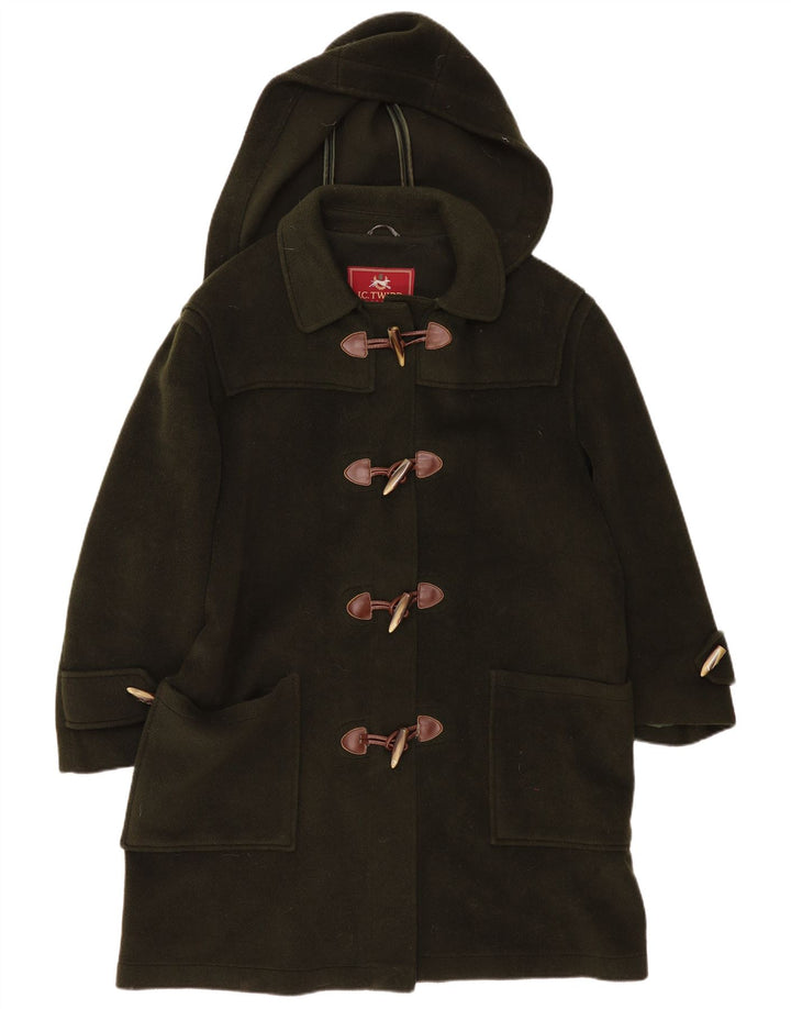 Vintage Womens Hooded Oversized Duffle Coat UK 18 XL Khaki