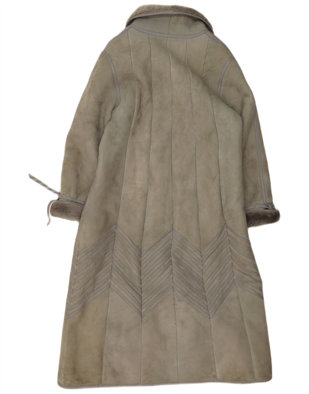 Vintage Womens Shearling Coat EU 40 Medium Grey Lambskin
