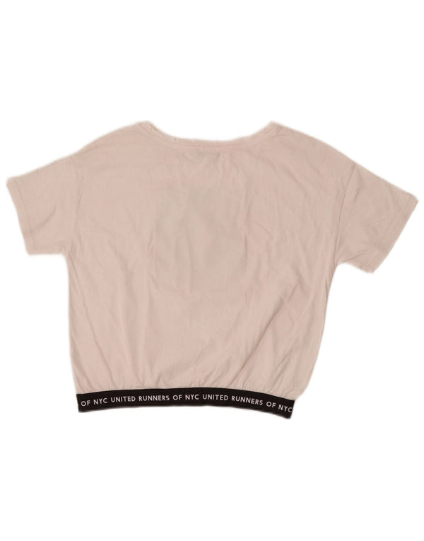 Benetton Girls Crop Graphic T-Shirt Top 10-11 Years XL White Colourblock