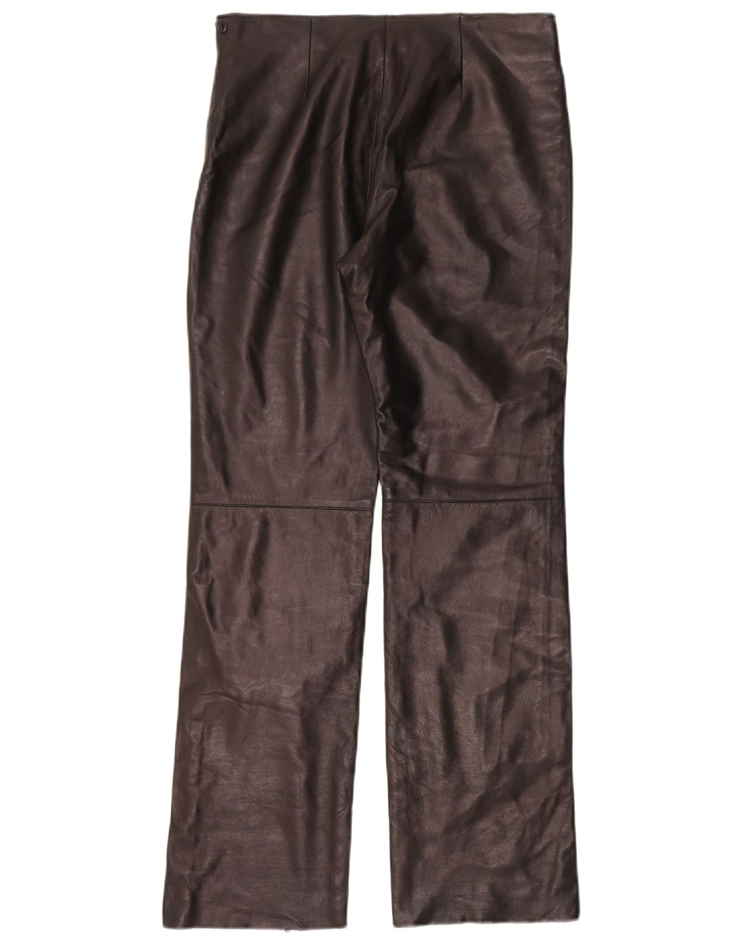 Gian Mori Womens Straight Leather Trousers W30 L30 Brown Leather