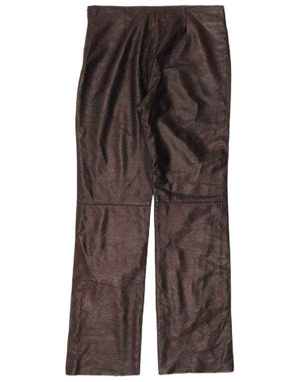 Gian Mori Womens Straight Leather Trousers W30 L30 Brown Leather