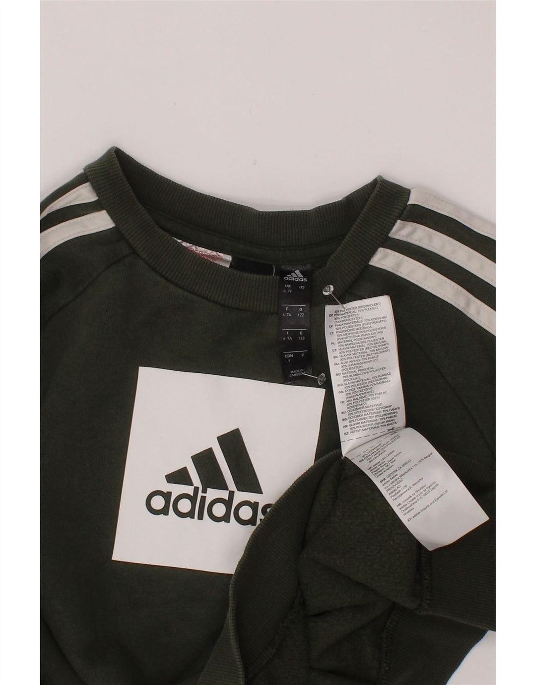 ADIDAS Boys Graphic Sweatshirt Jumper 6-7 Years Khaki Cotton