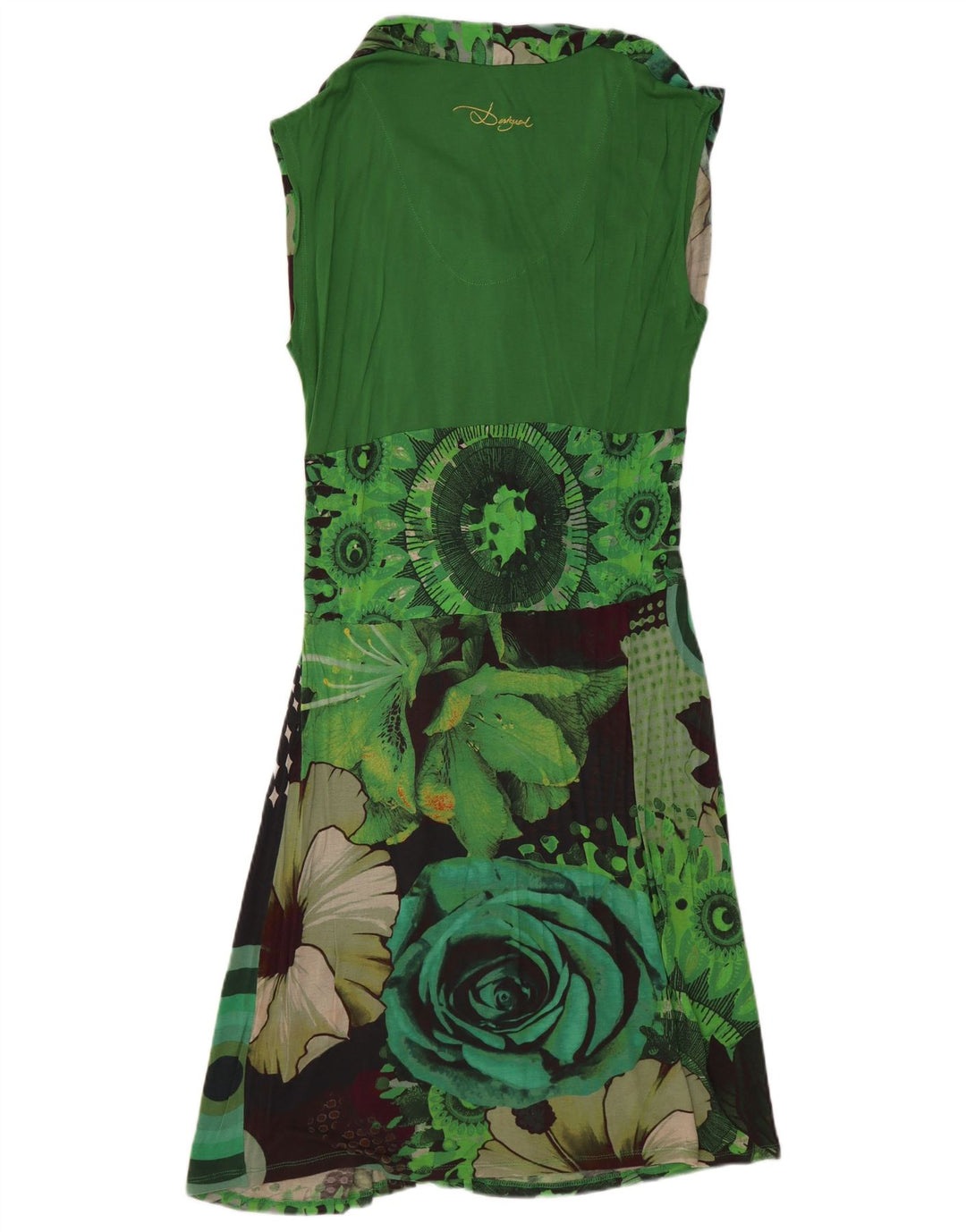 DESIGUAL Womens Sleeveless A-Line Dress UK 20 2XL Green Floral