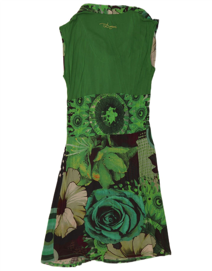 DESIGUAL Womens Sleeveless A-Line Dress UK 20 2XL Green Floral