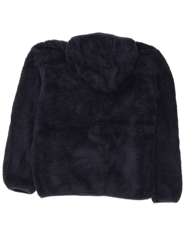 EDDIE BAUER Boys Hooded Fleece Jacket 15-16 Years XL Navy Blue Polyester