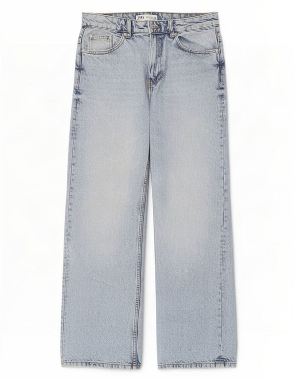Zara Womens Wide Leg Jeans EU 40 Medium W30 L30 Blue Cotton