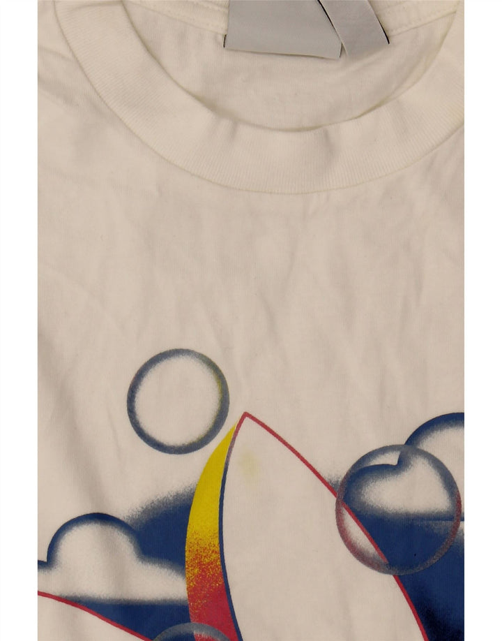 ADIDAS Mens Graphic T-Shirt Top Small White Cotton Vintage Adidas and Second-Hand Adidas from Messina Hembry 