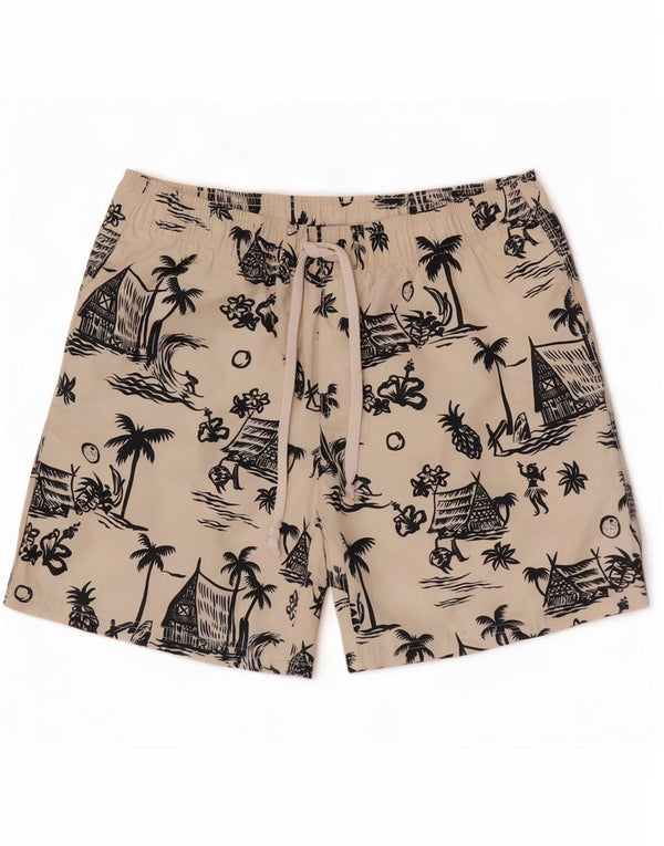 Sundek Mens Graphic Swimming Shorts Small Off White Hawaiian