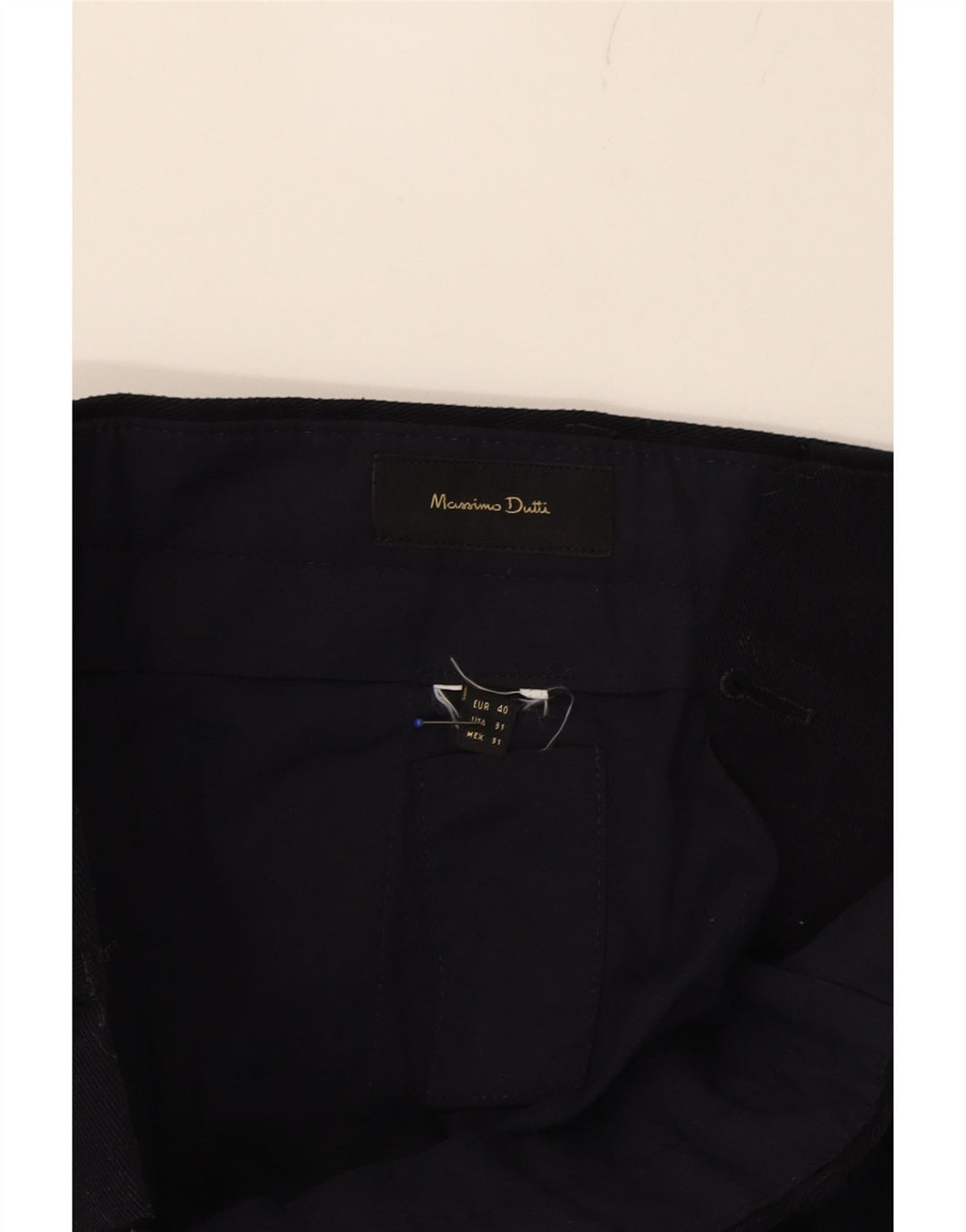 MASSIMO DUTTI Mens Pegged Suit Trousers EU 40 Medium W31 L30 Navy Blue Vintage Massimo Dutti and Second-Hand Massimo Dutti from Messina Hembry 