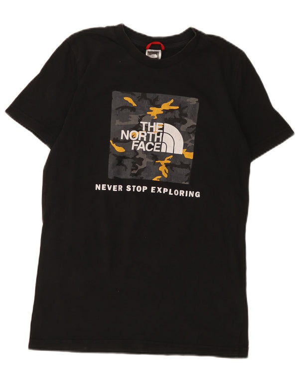 The North Face Boys Graphic T-Shirt Top 11-12 Years Large Black Cotton