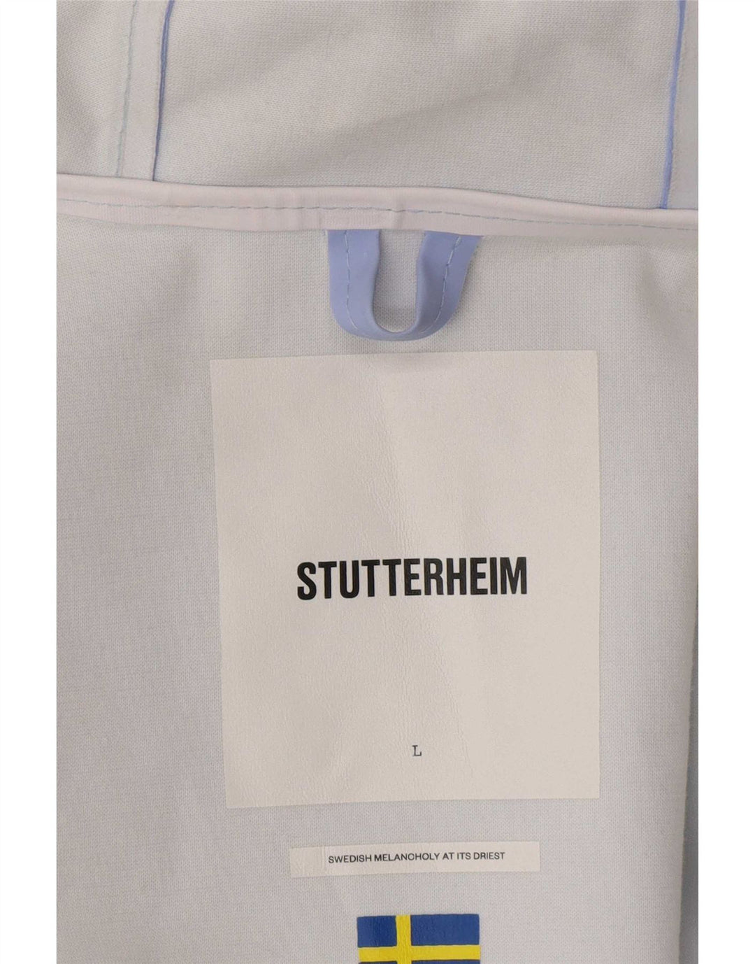 Stutterheim Mens Hooded Raincoat UK 40 Large Blue Cotton