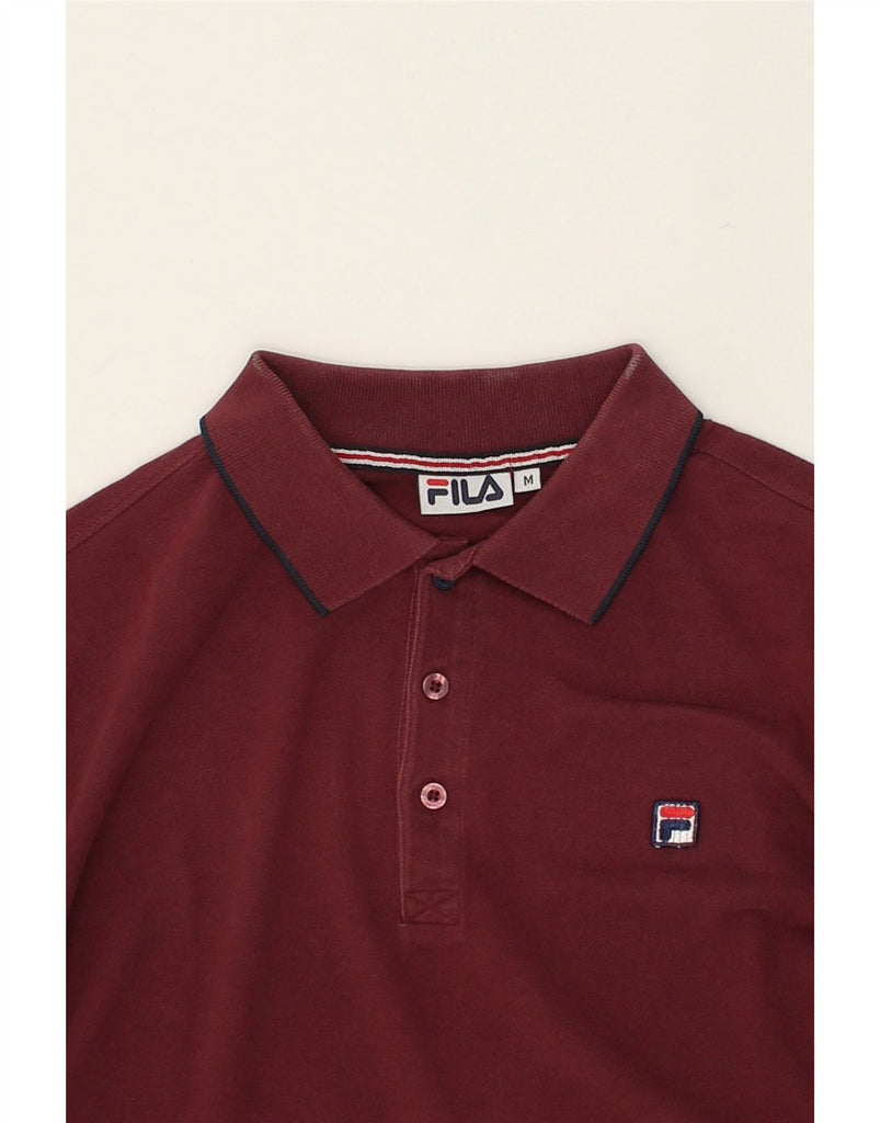 FILA Mens Long Sleeve Polo Shirt Medium Burgundy Cotton | Vintage Fila | Thrift | Second-Hand Fila | Used Clothing | Messina Hembry 