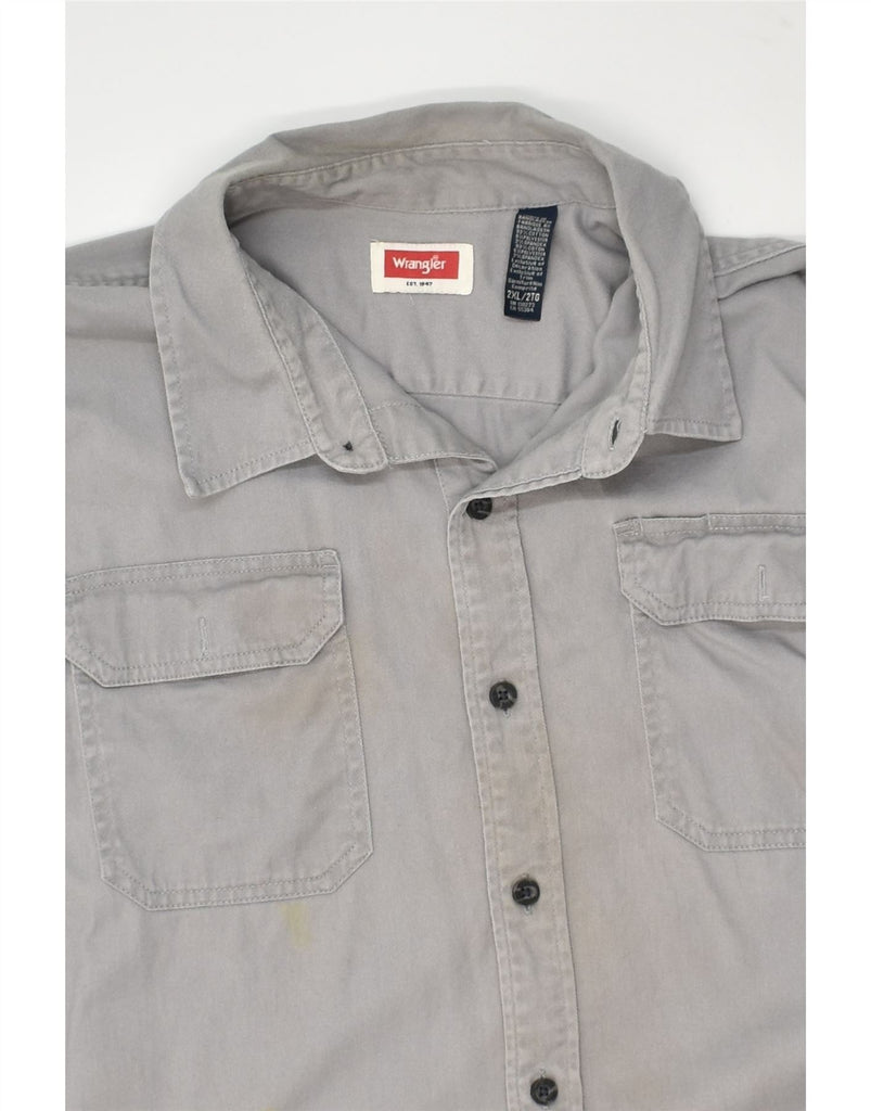 WRANGLER Mens Shirt 2XL Grey Cotton | Vintage Wrangler | Thrift | Second-Hand Wrangler | Used Clothing | Messina Hembry 