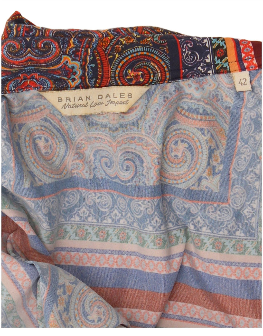 Brian Dales Mens Shirt Size 42 Large Navy Blue Paisley