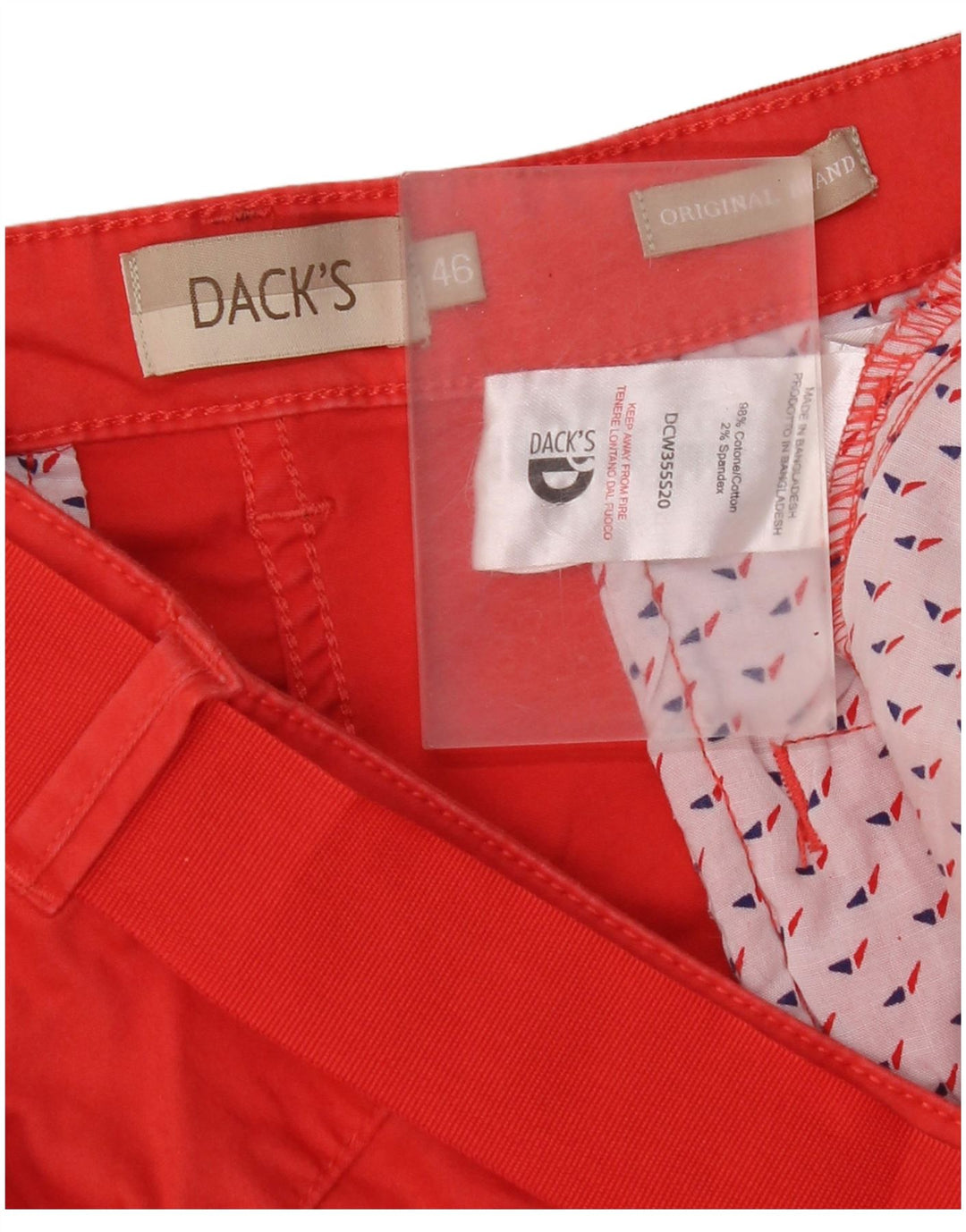 Dack's Womens Regular Fit Chino Shorts IT 46 Large W34  Red Cotton