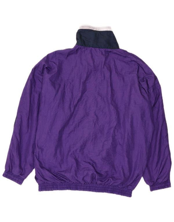 Vintage Mens Tracksuit Top Jacket Large Purple Colourblock Polyamide