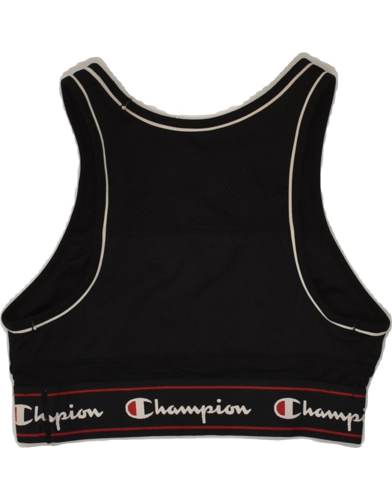 CHAMPION Womens Sport Bra Top UK 12 Medium Black Polyester | Vintage Champion | Thrift | Second-Hand Champion | Used Clothing | Messina Hembry 