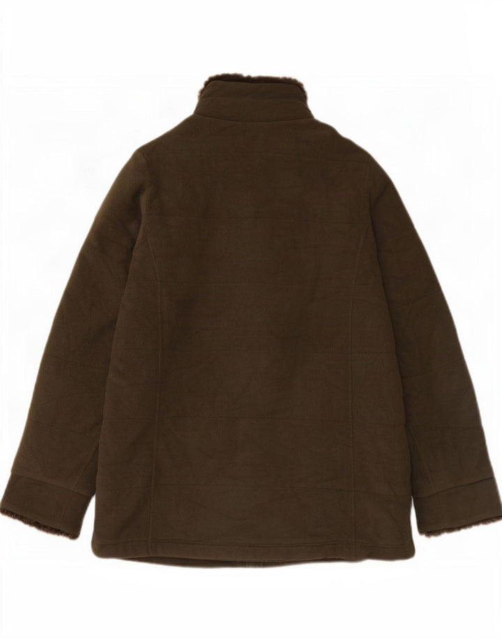 Marks & Spencer Womens Fleece Jacket UK 12 Medium Green Polyester