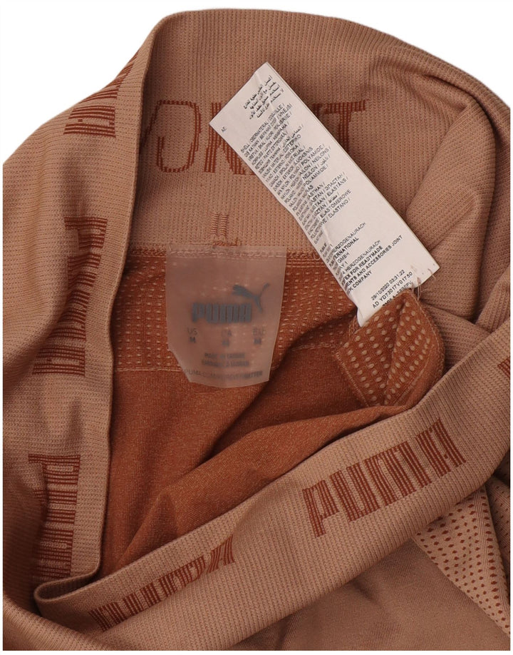 Puma Womens Crop Graphic Leggings UK 12 Medium  Beige Geometric Nylon