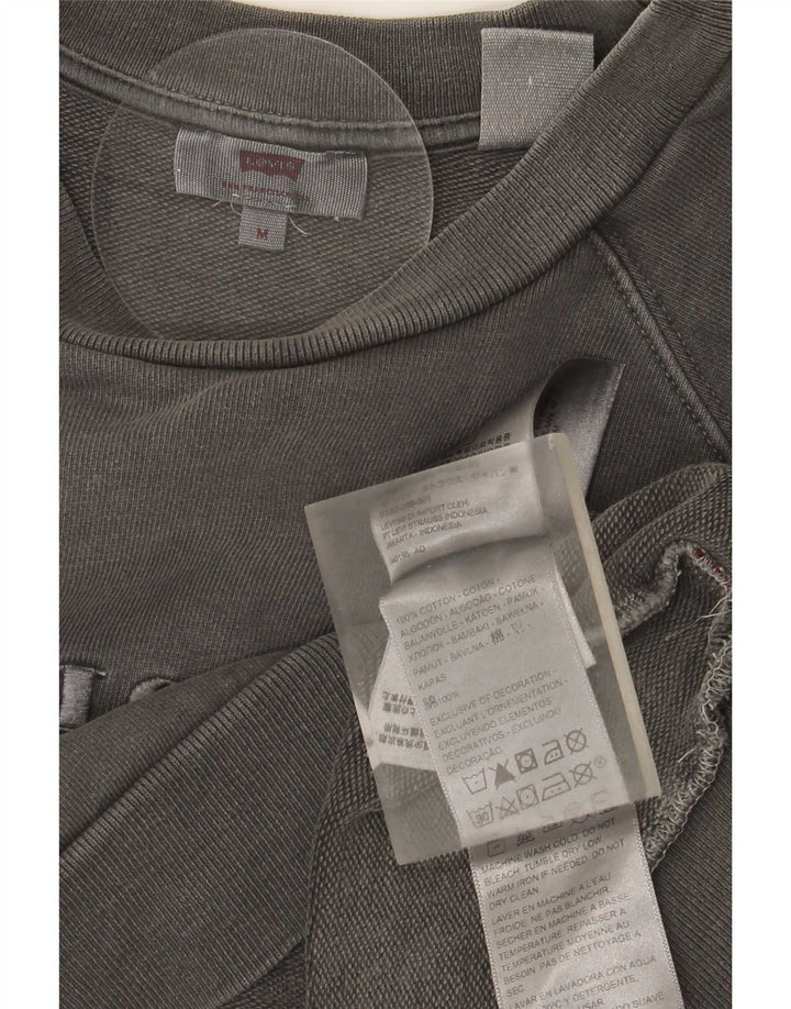 Levi's Womens Crop Graphic Oversized Sweatshirt Jumper UK 14 Medium Grey